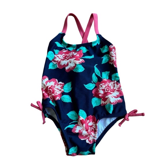Carter’s Floral Bathing suit Swimsuit pink Blue Baby Girl 18M - Picture 1 of 4